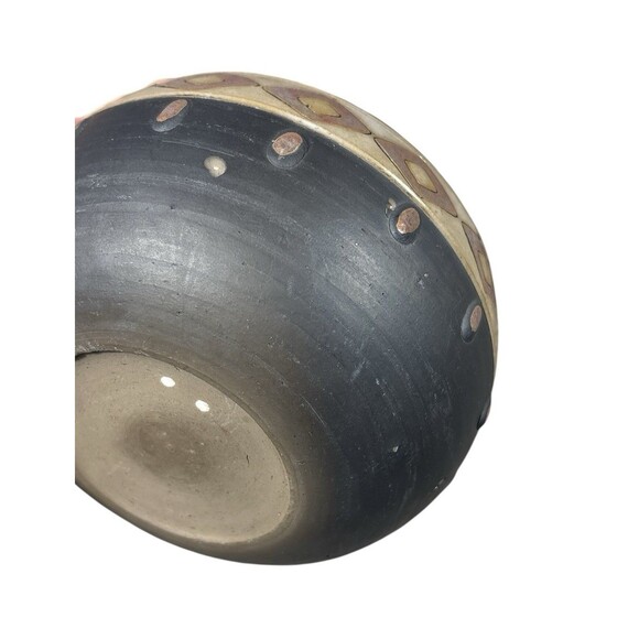 Aztec Design Pottery Bowl Brown Tan Hand Made Small Dish Decor - Picture 6 of 6